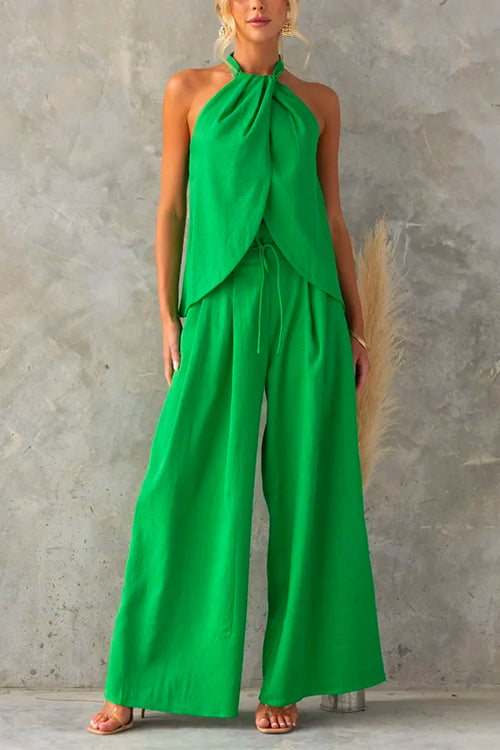Completo Due Pezzi Halter con Pantaloni Larghi