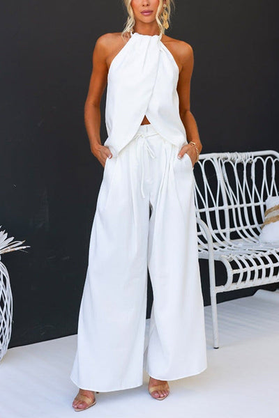 Completo Due Pezzi Halter con Pantaloni Larghi