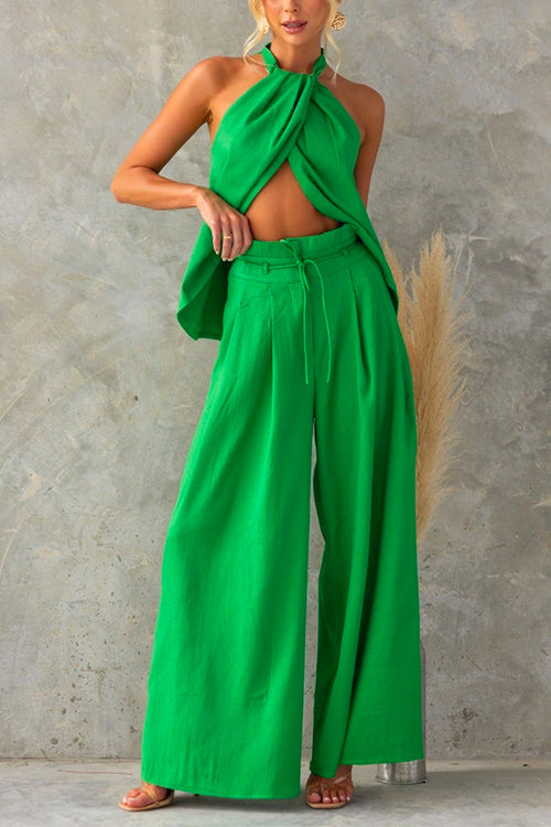 Completo Due Pezzi Halter con Pantaloni Larghi
