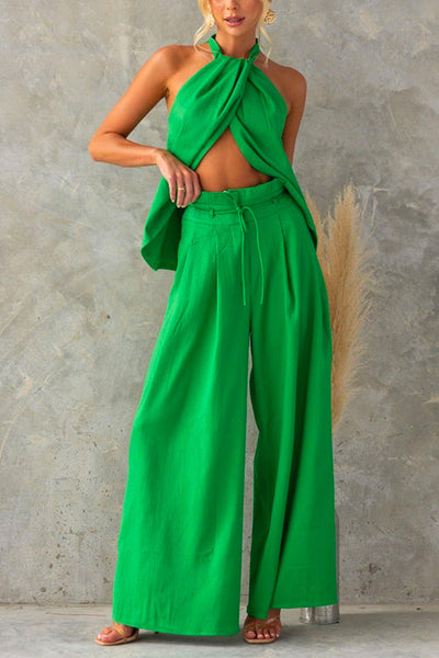 Completo Due Pezzi Halter con Pantaloni Larghi