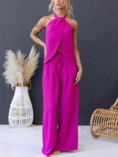 Completo Due Pezzi Halter con Pantaloni Larghi