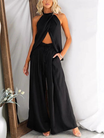 Completo Due Pezzi Halter con Pantaloni Larghi