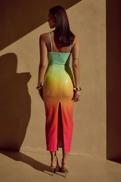 Abito Midi con Paillettes e Spilla a Stella Marina